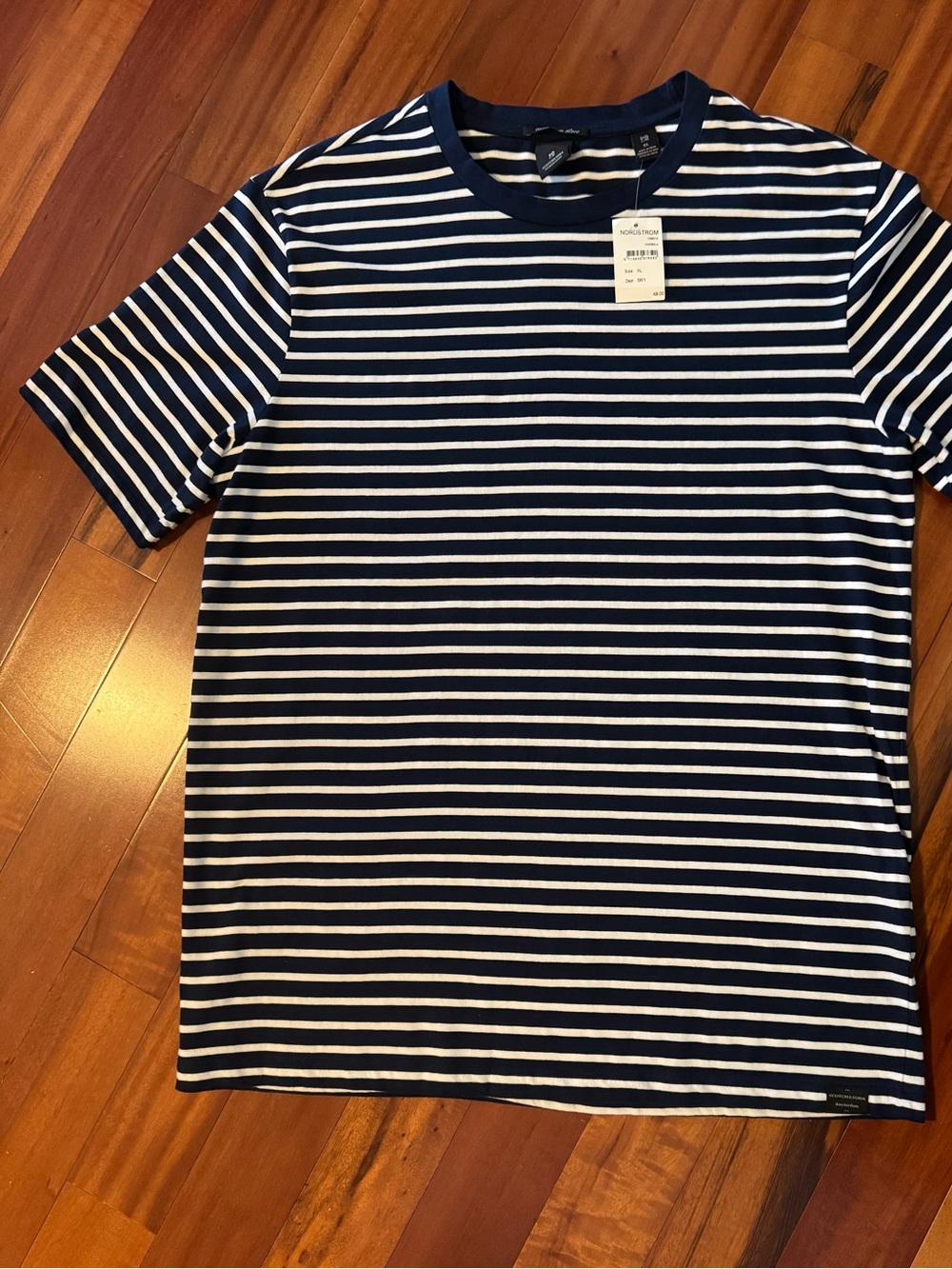 Scotch & Soda Navy and White Striped Short Sleeve Tee